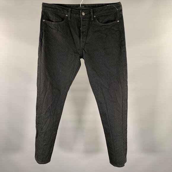 TODD SNYDER Size 34 Black Cotton Blend Button Fly Jeans